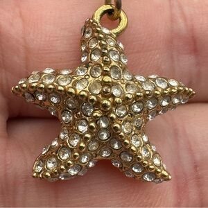 J.Crew Starfish Pendant Necklace Crystal Gold 24”